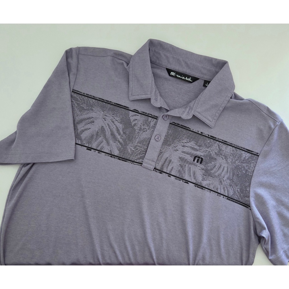 TravisMathew‎ Polo Shirt Purple Palm Leaf Graphic Mens Large
